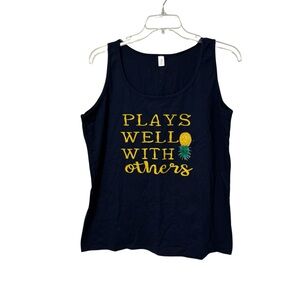 Gildan Pineapple Theme Softstyle Dark Blue Tank Women’s Plus Size 2X